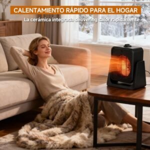 Calefactor y Ventilador Eléctrico 2 en 1, 1500W/1000W, Modos Calor/Frío, 2 Velocidades y 2 Niveles de Temperatura, Ajuste de 0°-45°, Protección contra Caídas y Sobrecalentamiento, Silencioso, Bajo Consumo, Portátil para Hogar y Oficina