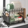 2 Layers Dish Drying Rack Countertop Household Dish Storage Holder Kitchen Organizers And Storage With Drainboard